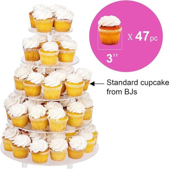 5 Tier Round Acrylic Cupcake Stand-Cake Stand-Dessert Stand, Cupcake Tower - Picture 7 of 8